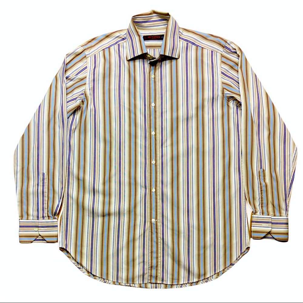 ETRO Men’s Striped Cotton Shirt Sz 41 (Large)